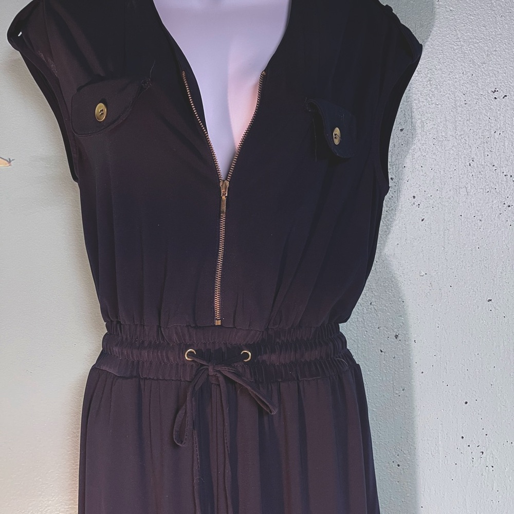 Emma & Michele Dark Navy Blue Jumpsuit with Gold Accents